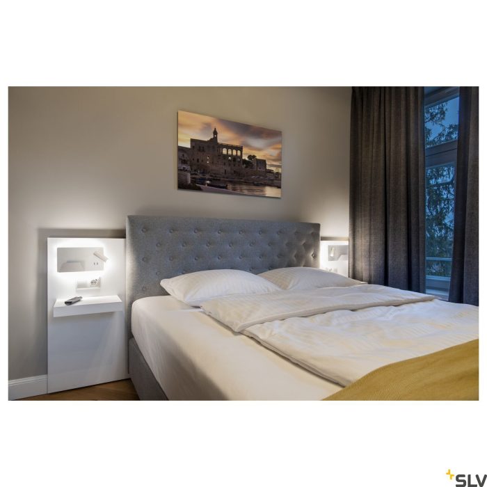 indoor LED surface-mounted wall light 3000K white version left incl. USB connection