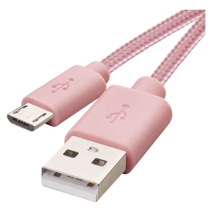 Καλώδιο 1m USB 2.0 – A -– micro B – Ροζ – PVC + Textiles