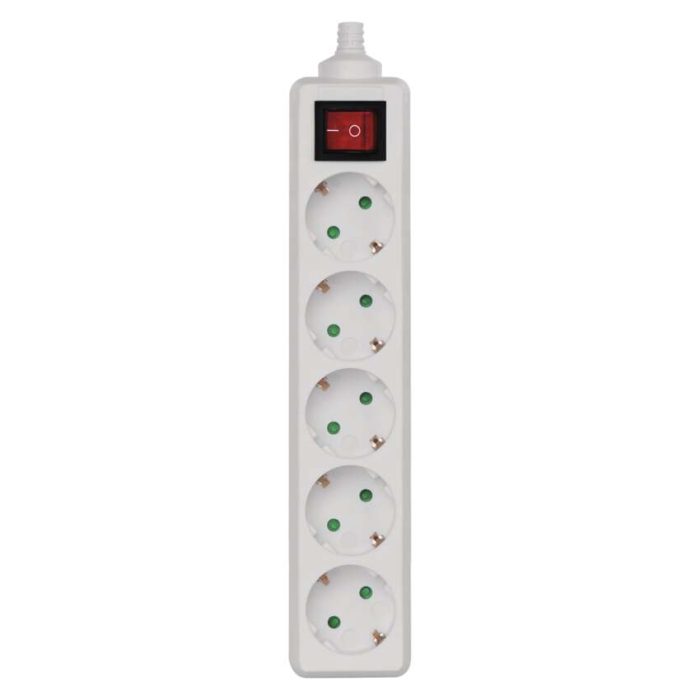 Πολύπριζο – 5schuko – PVC – Switch – Άσπρο