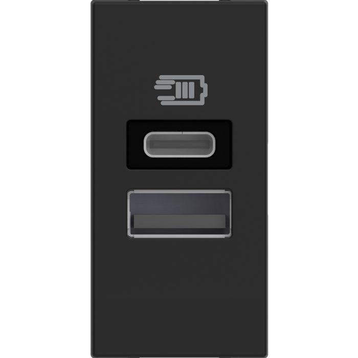 CL Πριζα Φορτ Usb A+C 1ΣΤ Black