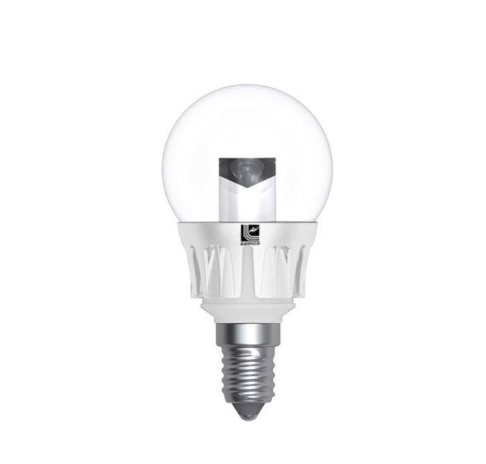 Led Λαμπα Σφαιρικο Διαφανο Λευκο Αλουμινιο Ε14 5W Θερμο