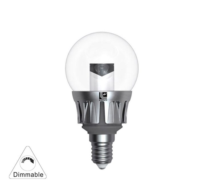 Led Λαμπα Σφαιρικο Διαφανο Ασημι Αλουμιν.Ε14 5W Ντιμαρ.Θερμο