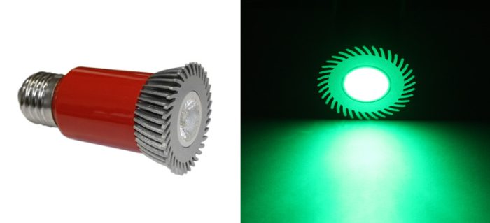 Led Λαμπα Ισχυος Ε27 3W 230V 1 Led Εναλ.Φακο 30° Πρασινο