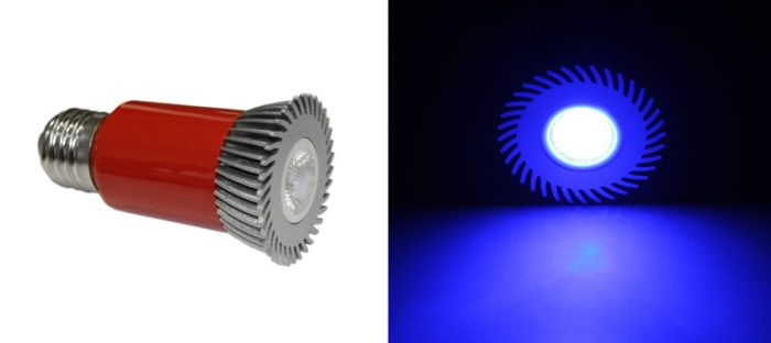 Led Λαμπα Ισχυος Ε27 3W 230V 1 Led Εναλ.Φακο 30° Μπλε