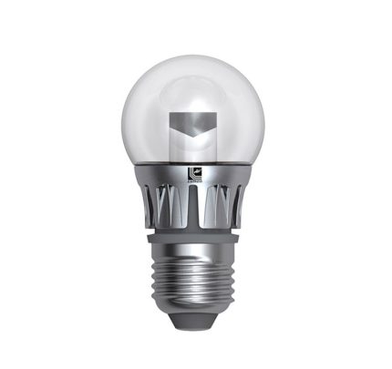 Led Λαμπα Σφαιρικο Διαφανο Ασημι Αλουμινιο Ε27 5W Θερμο