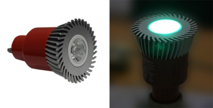 Led Λαμπα Ισχυος Gu10 3W 230V 1 Led 10° Πρασινη