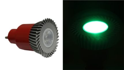 Led Λαμπα Ισχυος Gu10 3W 230V 1 Led 30° Πρασινη