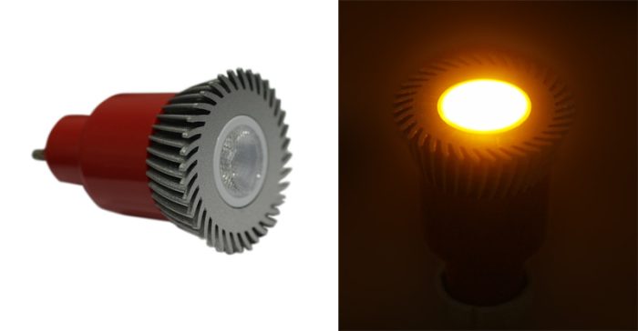 Led Λαμπα Ισχυος Gu10 3W 230V 1 Led 30° Πορτοκαλι