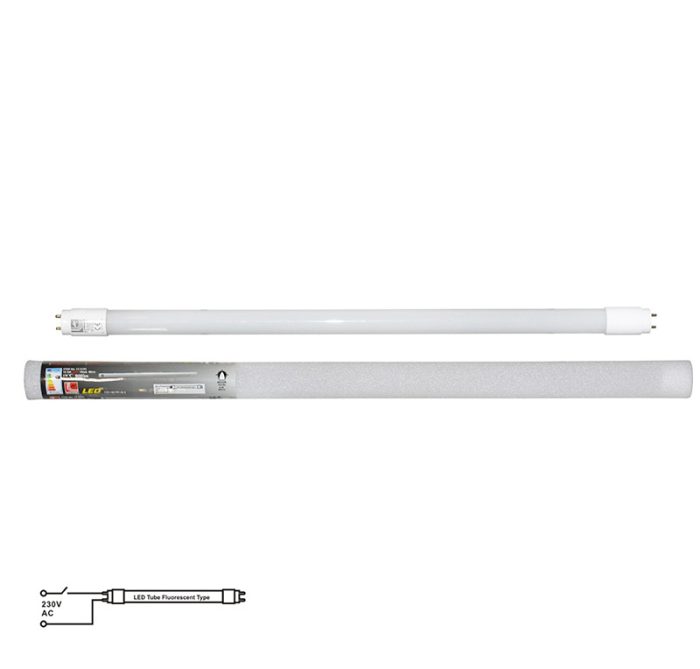 Led Λαμπα Γυαλινη T8 60Cm 9W 230V Μονης Τροφοδοσιας Λευκο