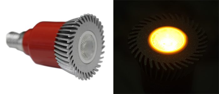 Led Λαμπα Ισχυος E14 3W 230V 1 Led 30° Πορτοκαλι