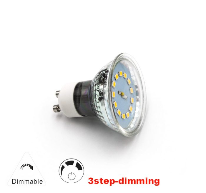 Led Λαμπα Gu10 Γυαλινο 5W 230V 105° Ντιμαριζ.3Επιπεδων Θερμο