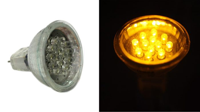 Led Λαμπα Par11 Με 15Led 0.8W 12Vdc 30° Κιτρινο-Πορτοκαλι