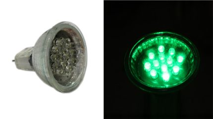 Led Λαμπα Par11 Με 15Led 0.8W 12Vdc 30° Πρασινο