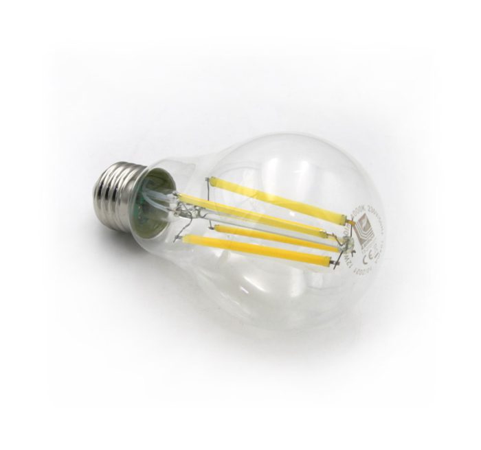 Led Λαμπα Cog Αχλαδι Διαφανο Ε27 12W 230V Λευκο