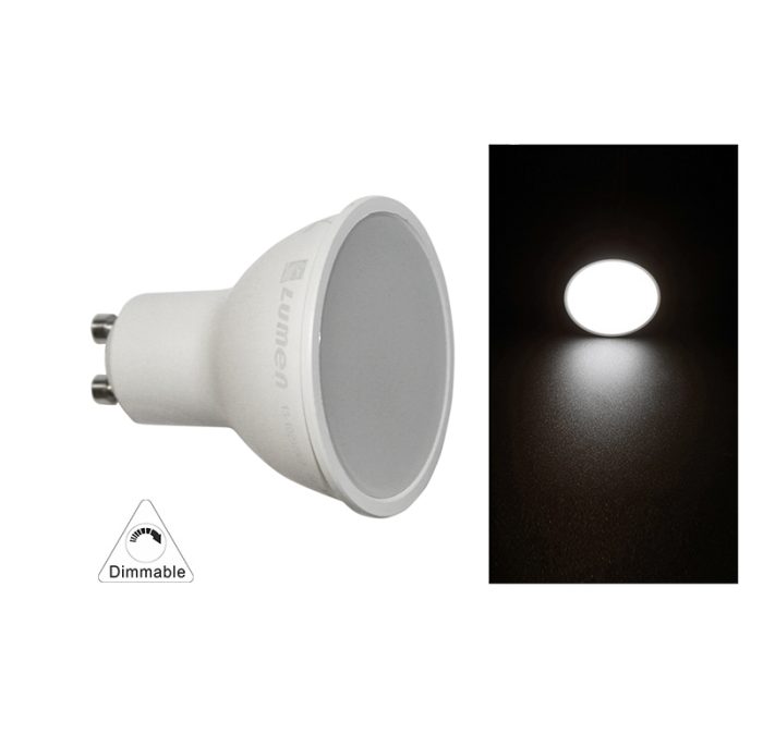 Led Λαμπα Gu10 6W 230V 105° Ντιμαριζομενο Λευκο 4000Κ