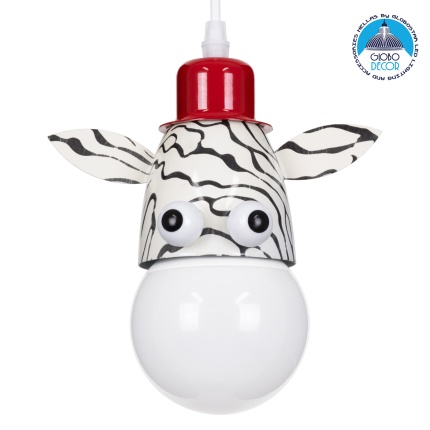 GloboStar® ZEBRA 00639 Μοντέρνο Κρεμαστό Παιδικό Φωτιστικό Οροφής Μονόφωτο 1 x E27 Λευκό Μαύρο Μεταλλικό Μ19 x Π10.5 x Υ13.5cm