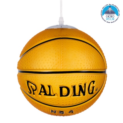 GloboStar® SPALDING NBA 00649 Μοντέρνο Κρεμαστό Παιδικό Φωτιστικό Οροφής Μονόφωτο 1 x E27 Πορτοκαλί Γυάλινο Φ25 x Υ25cm