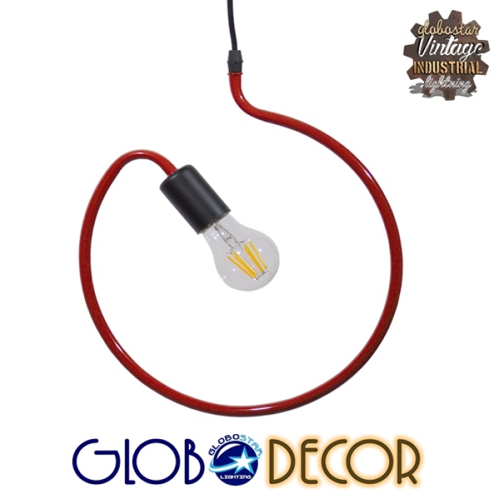 GloboStar® LIBBY 01095-1 Μοντέρνο Κρεμαστό Παιδικό Φωτιστικό Οροφής Μονόφωτο 1 x E27 Κόκκινο Μεταλλικό Φ28 x Υ100cm