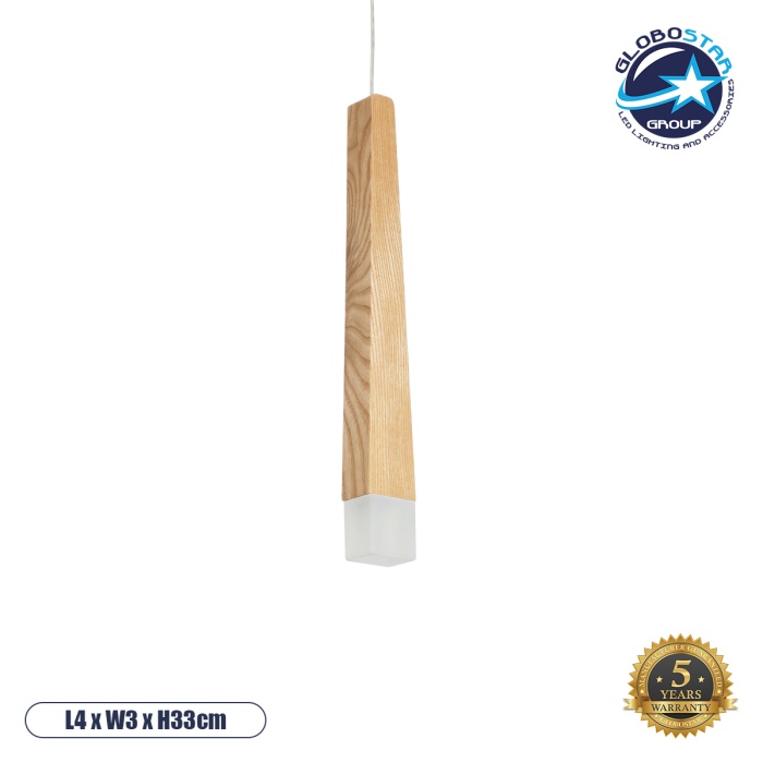 GloboStar® CALISTA 01252 Μοντέρνο Κρεμαστό Φωτιστικό Οροφής LED AC220-240V IP20 - Μ4 x Π3 x Υ33cm - Μπεζ Ξύλινο - Θερμό Λευκό 3000K - 5 Χρόνια Εγγύηση