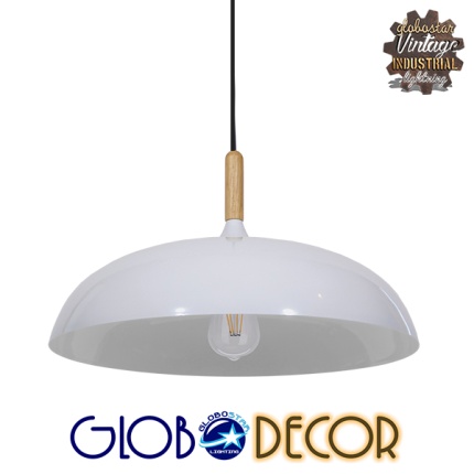 GloboStar® VALLETE WHITE 01256 Μοντέρνο Κρεμαστό Φωτιστικό Οροφής Μονόφωτο 1 x E27 Λευκό Μεταλλικό Καμπάνα Φ45 x Y27cm