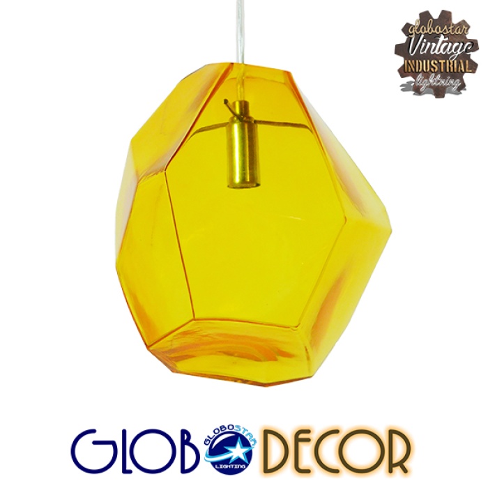 GloboStar® RINA 01308 Μοντέρνο Κρεμαστό Φωτιστικό Οροφής Μονόφωτο 1 x G9 Γυάλινο Κίτρινο Διάφανο Μ20 x Π19 x Υ20cm