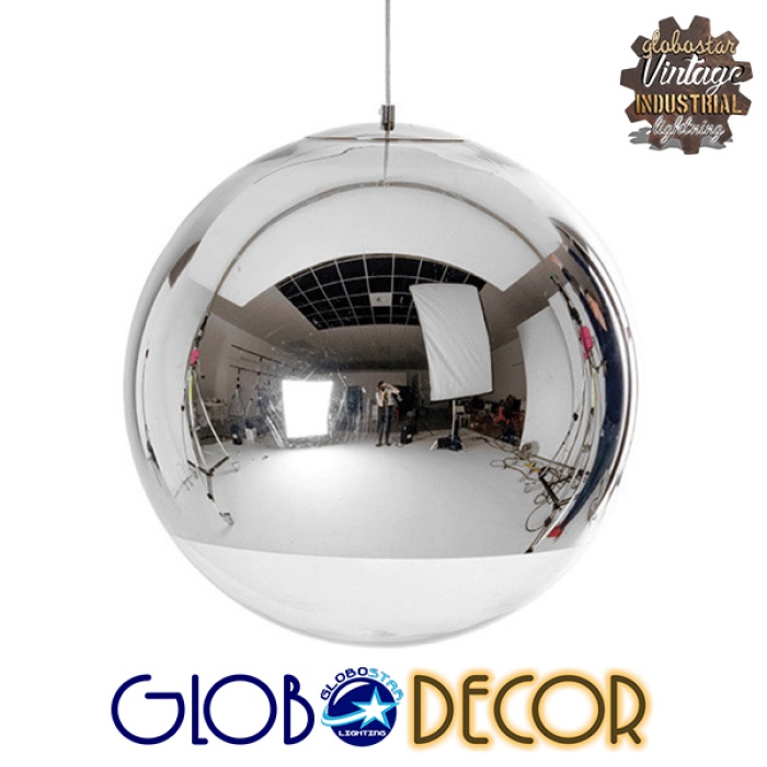 GloboStar® GLANS 01312 Μοντέρνο Κρεμαστό Φωτιστικό Οροφής Μονόφωτο 1 x E27 Γυάλινο Νίκελ Φ30 x Υ27cm