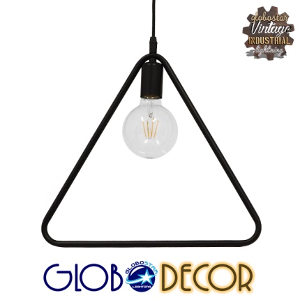 GloboStar® DELTA 01580 Μοντέρνο Κρεμαστό Φωτιστικό Οροφής Μονόφωτο 1 x E27 Μαύρο Μεταλλικό Μ38 x Π4 x Υ33cm