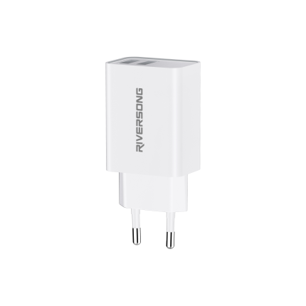 Riversong Travel Adapter SafeKub D2 2.4A Dual USB White