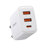 Baseus Compact Quick Charger Type-C/2xUSB 30W White