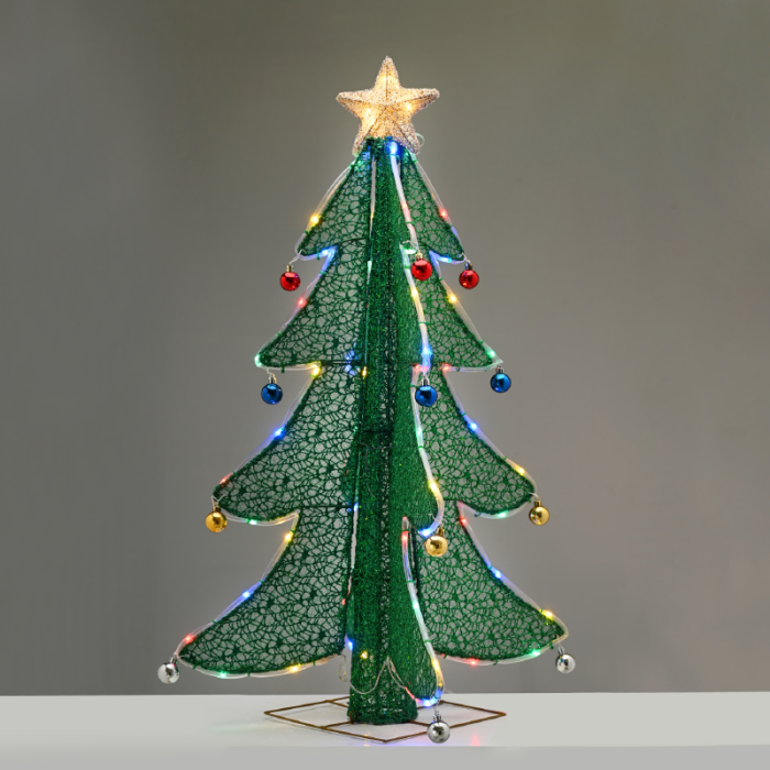 3D Tinsel Foldable Tree With Star 52 LED Πολυχρωμα&Θερμο Αστερι 40*40*93cm IP44 5M Καλ