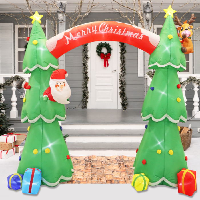 Inflatable 2 Xmas Trees Arch 40 LED Λαμπ.Ανταπ.(12V) CW Σταθερο IP44 225*92*180cm 2M Καλ