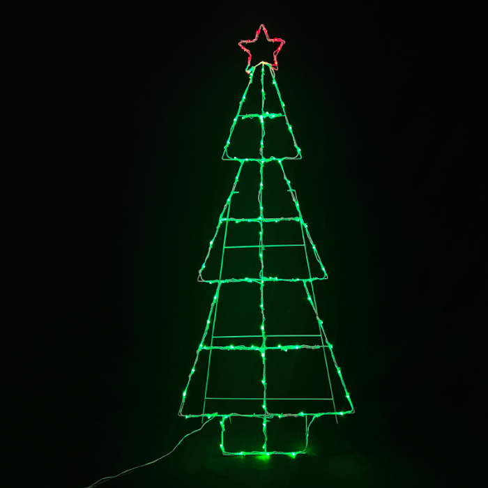 Christmas Tree 100 LED Λαμπ Σειρα Πρασινο Με Κοκκινο Αστερι Σταθερο IP44 60*150cm 5M Καλ.