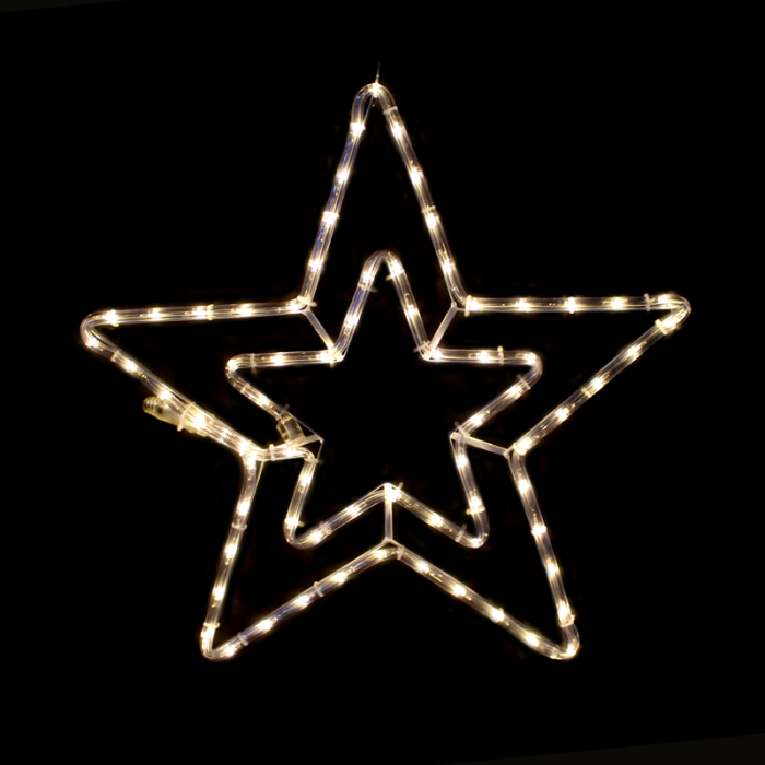 Double Stars 60 LED Σχεδιο 2.5M Μονοκαναλ Φωτοσωλ Θερμο Λευκο IP44 46cm 1.5M Καλωδ