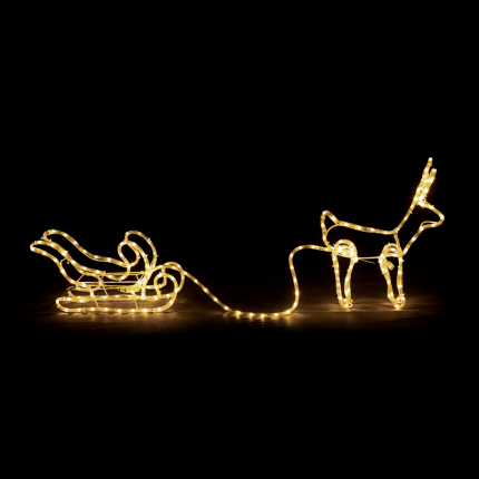 Reindeer Pull Sleigh 192LED Σχεδιο 8M Μονοκαναλ Φωτοσωλ Θερμ Λευκο IP44 145X23.5X49cm 1.5M Καλω