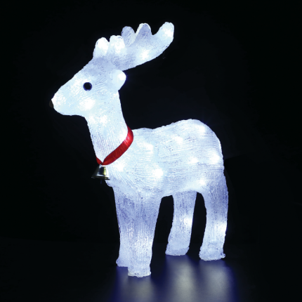 Acrylic Standing Reindeer With Ribbon 40 LED Λευκα IP44 31*13